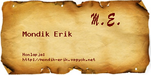 Mondik Erik névjegykártya